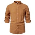 thumbnail image 3 of 2025 New Men's Solid Color Cotton Linen Long Sleeve Shirt, 3 of 5
