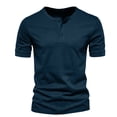 thumbnail image 1 of AherBiu Mens T Shirts Crewneck T-Shirts Button Casual Tee Shirts Summer Solid Basic Soft Tshirts Tops, 1 of 5