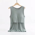 thumbnail image 2 of Sentmoon Camisole de Maternité Surdimensionnée à Col Rond Extensible Hauts d'Allaitement pour l'Allaitement Couleur Unie Sans Manches à Bretelles Spaghetti Vêtements de Grossesse pour Femmes pour Rassemblements des Fêtes Vert TTTG, 2 of 4