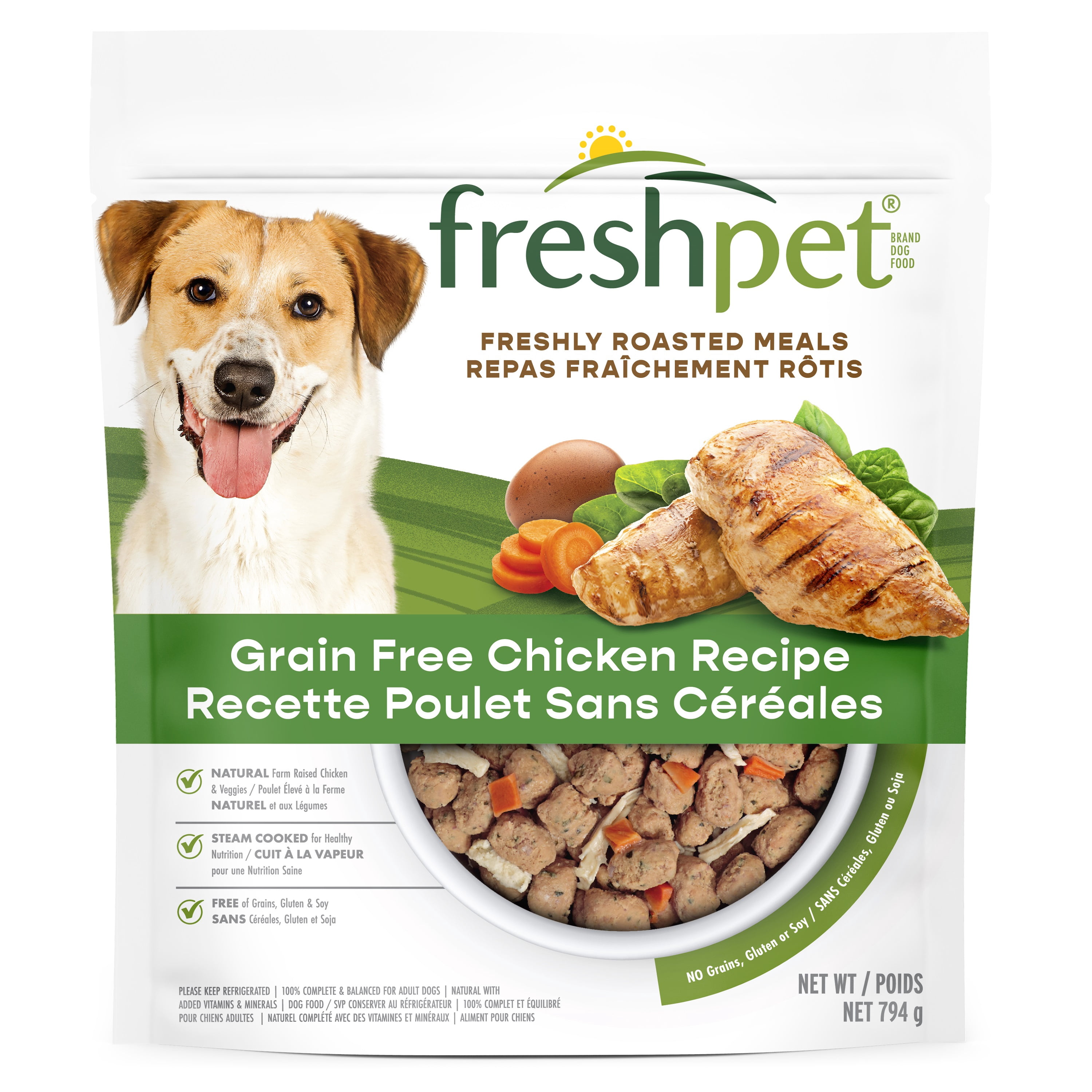 Freshpet Fresh Dog Food, Grain Free Chicken Recipe, Freshly Roasted Meals 500g