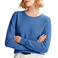 thumbnail image 1 of ManxiVoo Chandail Tricoté à Manches Longues et Col Rond pour Femmes, Haut à Capuche pour Automne Hiver, Tenue Décontractée, Taille g, Bleu Ciel, 1 of 8