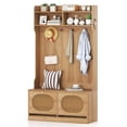 thumbnail image 1 of Costway 4-In-1 Hall Tree Entryway Bench with Coat Rack & Flip Drawers 6 Dual-Hook Hangers Natural, 1 of 10