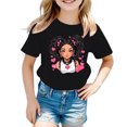thumbnail image 1 of MEZZALL T-Shirt Graphique Mignon pour Fille, Col Rond, Manches Courtes, Tee d'Été Décontracté, T-Shirts Hauts, Noir, 3-4 Ans, 1 of 5