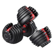 52.5 Lb Adjustable Dumbbell: Adjusts From 5-52.5 Lbs ; 15 Adjustable Weight Settings, COMPACT, SPACE EFFICIENT AND EASY TO USE (Pair of Dumbbells, Set of 2)