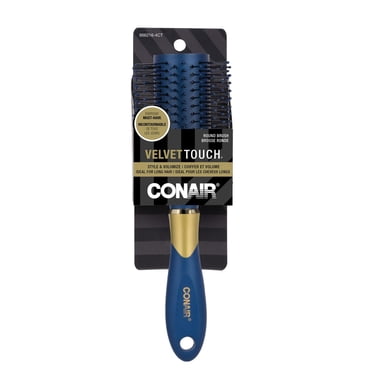 Conair Velvet Touch Round Brush, Soft‑Touch Handle, Metal Barrel, Volume and Curl Styling