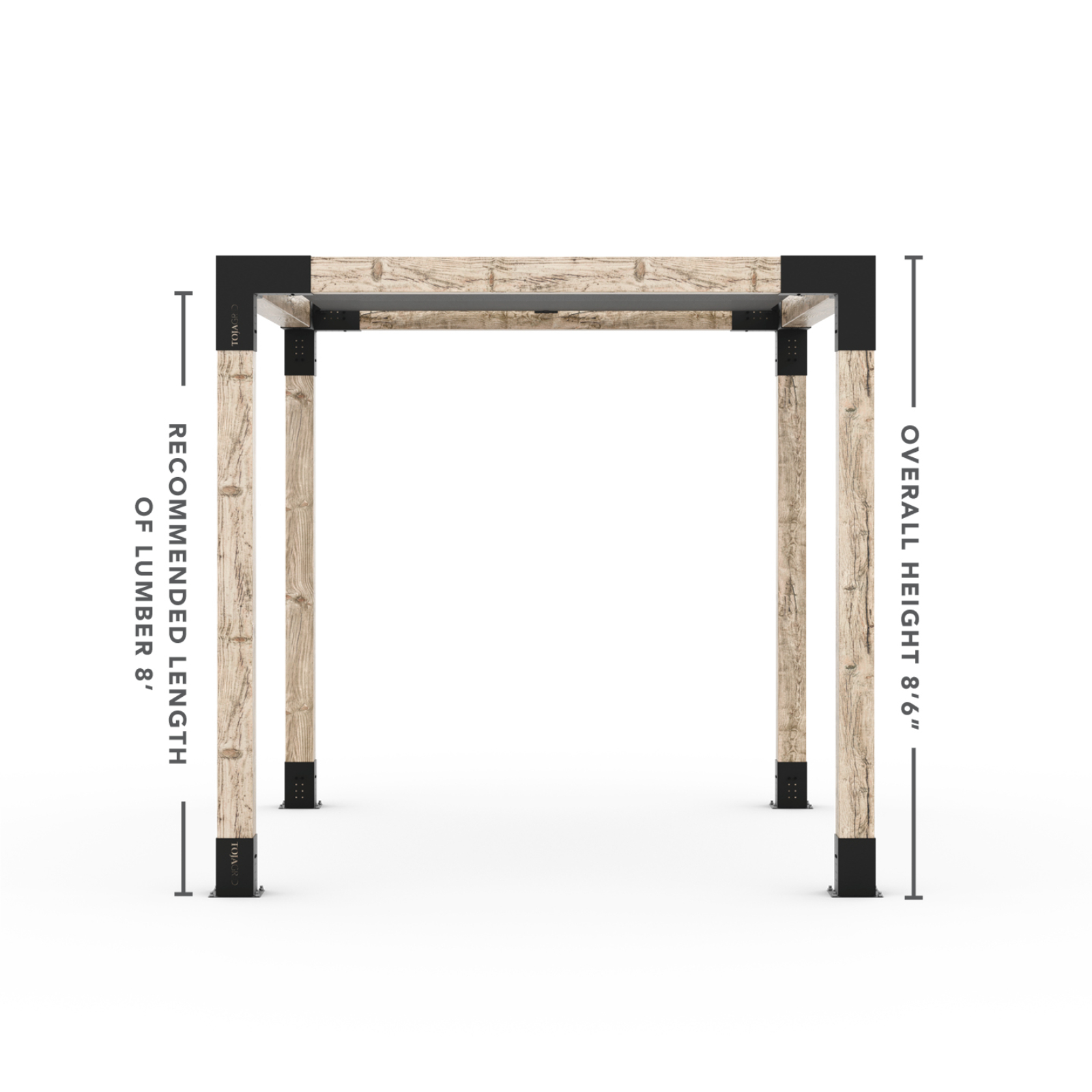 Toja 8' X 12' Pergola Kit With Shade Sail For 6X6 Wood Posts