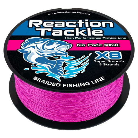 Reaction Tackle X8 Tresse de Pêche à 8 Brins – Tresse PE Super Solide et Résistante à l'Abrasion – Longue Portée, Zéro Étirement – Eau Douce et Eau Salée - Ne Déteint Pas Rose - 30 Lb / 150 Yd