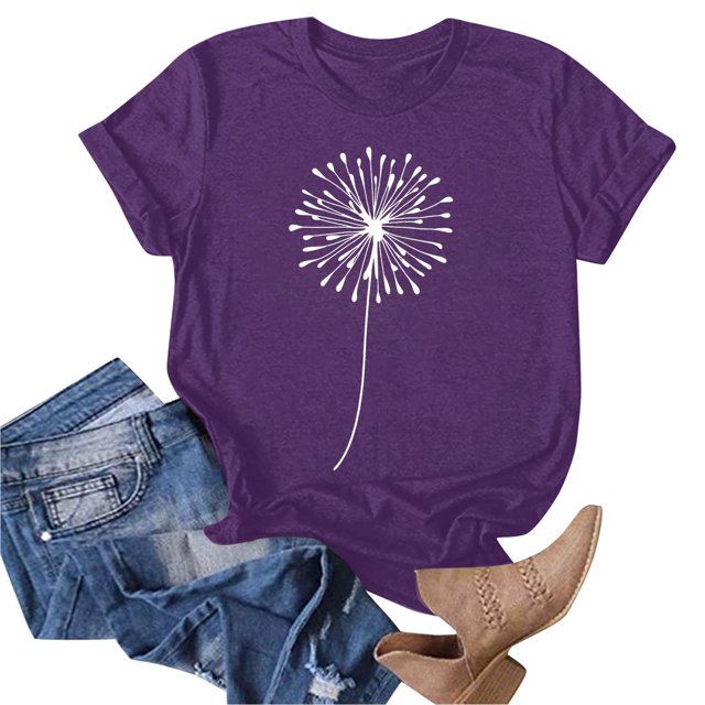 Liquidation d'Économies d'Été Iumwxz Tunique Coupe Classique T-Shirt d'Été Décontracté Hauts pour Femmes T-Shirt Graphique Floral Hauts T-Shirt à Manches Courtes Col Rond Hauts pour Dames Offres Hebdomadaires Date