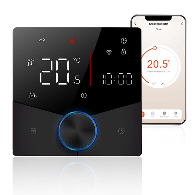 Smart Tuya WiFi Thermostat Voice Controlfor Water, Gas and Boiler Heating and Dimmable Light Colo, Digital Weekly Programmable Temperature Controller, Weekly