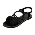 thumbnail image 2 of Jovati Summer Women's Sandals, Fish Mouth Design, Flock Material, Slip Resistant Sole, Breathable Lining, Flat Heel, Solid Color, 2 of 10
