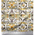 thumbnail image 1 of Soimoi Tissu en Poly Georgette, Imprimé Couronne, Feuilles et Roses, Tissu de Couture, Largeur 52 Pouces, 1 of 3