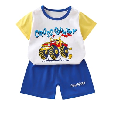 Ensemble pour Garçon, T-Shirt à Manches Courtes Imprimé Dessin Animé Amusant, Hauts Tee, Shorts Décontractés, Col Ras du Cou, Vêtements d'Été pour Nouveau-Né Garçon, Vêtements pour Bébé Garçon, 5-6 Ans, Vêtements pour Garçons