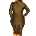 thumbnail image 4 of Agnes Orinda Robe Midi à Paillettes pour Femme Grande Taille, Formelle, Fête, Moulante, Cocktail, 4X Or, 4 of 8