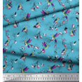 thumbnail image 2 of Soimoi Blue Poly Georgette Fabric Cage & Humming Bird Print Fabric by the Yard 42 Inch Wide, 2 of 5