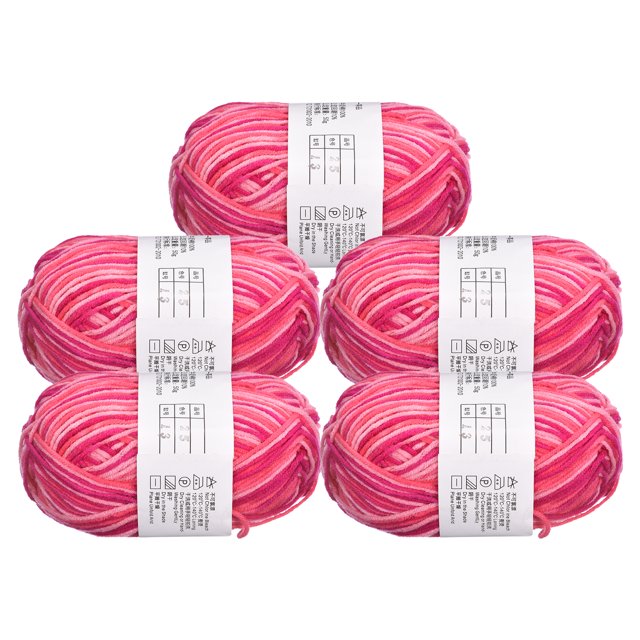 Unique Bargains Cotton Blend Pink Red Yarn, 50g, 5 Pack