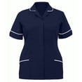 thumbnail image 1 of Hauts de Sarrau à Manches Courtes pour Femmes, Haut de Sarrau Boutonné pour Femmes, Chemises d'Uniforme d'Entretien Ménager, T-Shirt d'Infirmière, Haut, 1 of 4