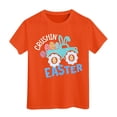 thumbnail image 1 of PMVFHDE Tenue de Pâques pour Filles T-Shirt Graphique de Pâques / Imprimé Lapin & Œuf Manches Courtes Col Rond / Tee-Shirt en Coton Doux pour Tout-Petit / Tenue Décontractée Printemps Été Orange, 3-4 Ans, 1 of 4