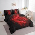 thumbnail image 2 of Ensemble de Literie Complet à Note Musicale 7 Pcs, Ensemble de Couette Chic à Imprimé de Paillettes Rouges Étoilées (Non Réelles) avec Draps pour Enfants, Ensemble de Lit Mode Romantique à Thème Musique Scintillant dans un Sac avec Housses d'Oreiller, 2 of 5