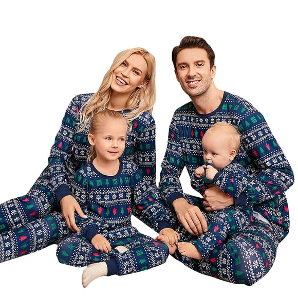 Christmas Family Matching Pajamas Set Long Sleeve Top Tee Pants Pjs Sets Holiday Xmas Jammies