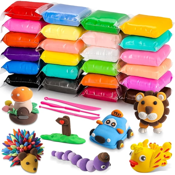 Fuebueo Magic Clay - Air Dry Clay 24 Colors Non-Toxic Self Drying Soft Clay for Kids and Adults, Gift for Boys and Girls,Kids' Art Clay & Dough