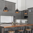 thumbnail image 3 of 1-Light Matte Black Pendant Light with Faux Leather Strap Detail, 3 of 7