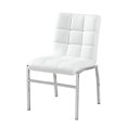 thumbnail image 2 of K-Living Dustin 5PCS Dining Set with 60" Rectangle Tempered Glass with Chrome Base Table and White PU Chairs (1 Table and 4 Chairs), 2 of 5