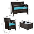 thumbnail image 2 of Gymax Ensemble de Mobilier de Jardin 4 Pcs en Rotin avec Coussin Turquoise, 2 of 10