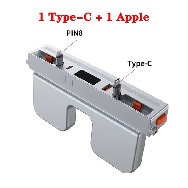 Model 3 USB Hub Docking Station with Rainbow Light, 4 Ports Retractable Lightning Type C Fast Charging