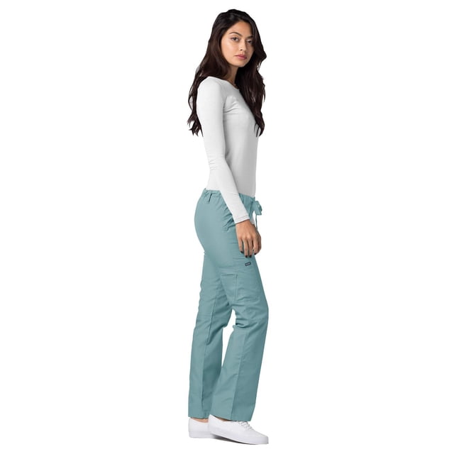 Adar Universal Women's Straight Leg Scrub Pants, Drawstring, Durable Poplin, Black