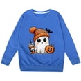 thumbnail image 3 of PMVFHDE Chandails à Capuchon et Chandails pour Filles Mode Enfants Halloween Mignon Imprimé Col Rond Sans Capuche Manches Longues Chandail pour Filles Bleu, 4-5 Ans, 3 of 3