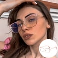 thumbnail image 2 of Metal Cat Eye Sunglasses with Blue Light Filtering Flat for Travel and Daily Comfort, 2 of 4