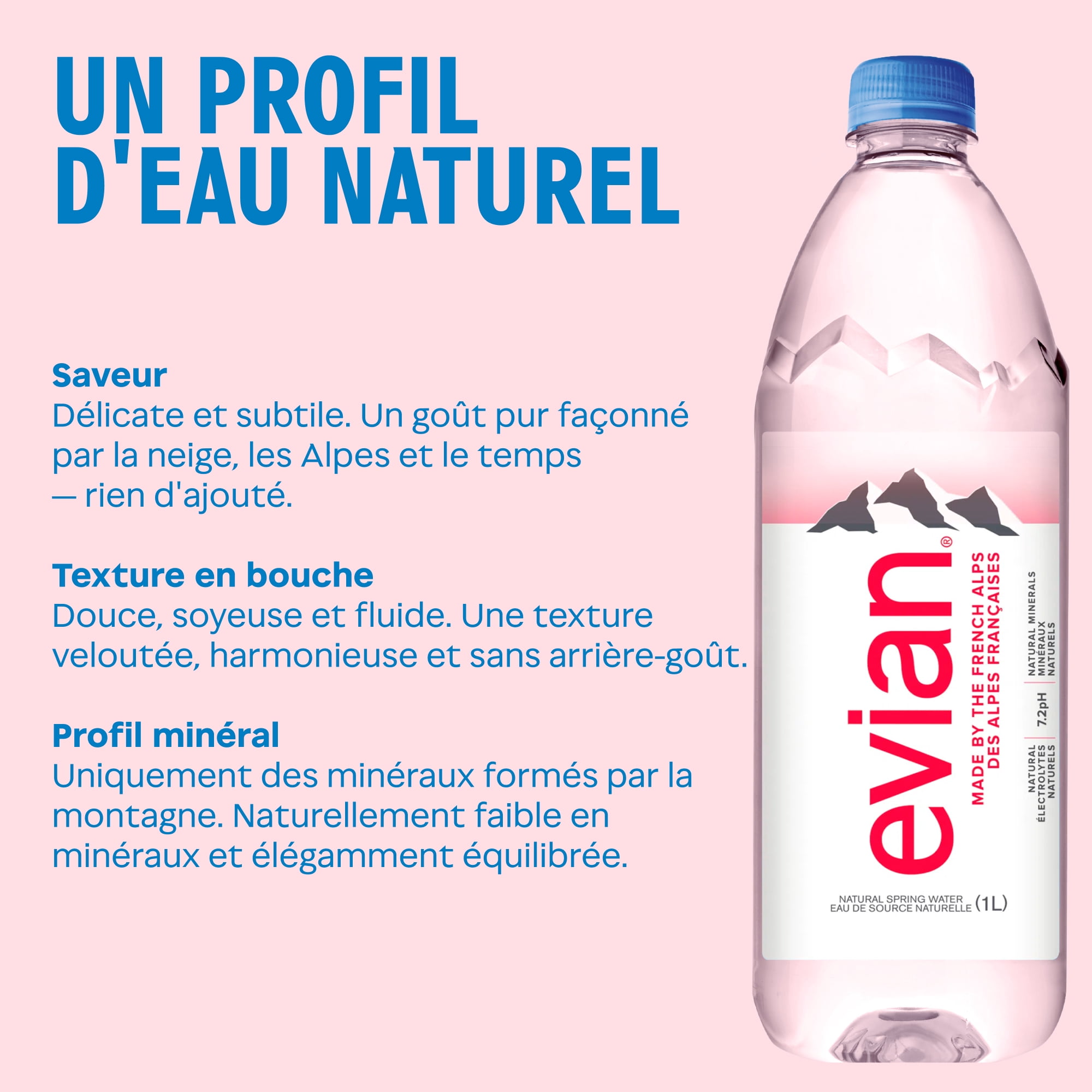 evian natural spring water 6 x 1 L, Bottles