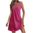 thumbnail image 1 of Timegard Robes pour Femmes Col en V Été Décontracté Robes T-Shirt Sortie de Plage Robe Débardeur avec Poches, 1 of 5