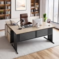 thumbnail image 1 of VEVOR Bureau Exécutif en L, Table de Bureau Moderne Réversible avec Tiroirs et Armoire de Rangement, Grande Table Exécutive en Bois Robuste, Capacité de Charge de 350 Lb, Assemblage Facile, pour le Travail, les Études et l'Écriture, 1 of 9