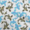 thumbnail image 1 of oneOone Rayon Light Blue Fabric Asian Japanese Koifish Craft Projects Decor Fabric Printed By The Yard 56 Inch Wide, 1 of 5