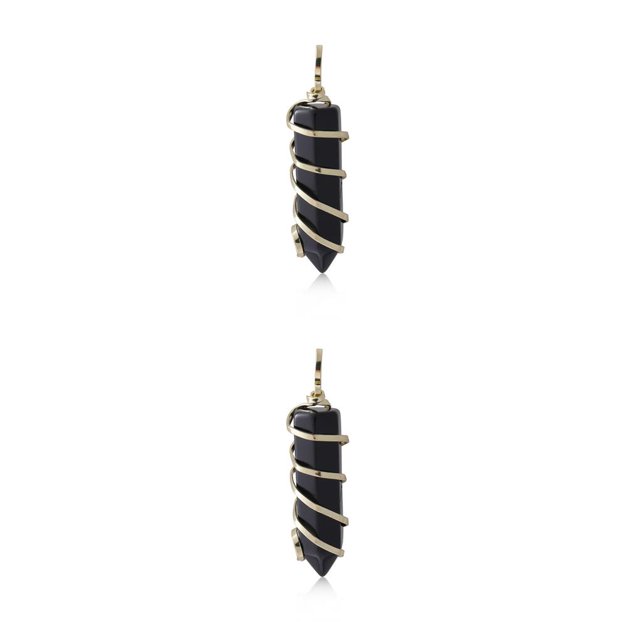 yingyy Wire Wrapped Charm Hanging Pendant Colorful Exquisite Crystal Crafting Necklace Keychains Earrings Accessories Black 2Set