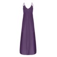 thumbnail image 3 of LSLJS Robe d'Été Décontractée Aguichant pour Femme, Sans Manches, à Col Rond, Unie, avec Fente, Grande Taille, 3 of 4