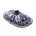 thumbnail image 2 of Encantada Assiette à Beurre en Poterie Faite à la Main à Motif de Fleurs Bleues, 2 of 3