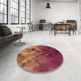 thumbnail image 4 of Ahgly Company Tapis d'Intérieur Rond Lavable en Machine Orange Transitionnel, 5 Pieds Rond, 4 of 7