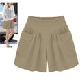 thumbnail image 3 of Womens Plus Size Shorts Tie Dye Boho Ruffle Short Pant Slacks Elastic Waisted Summer Vacation Wide Leg Pants Short, 3 of 4