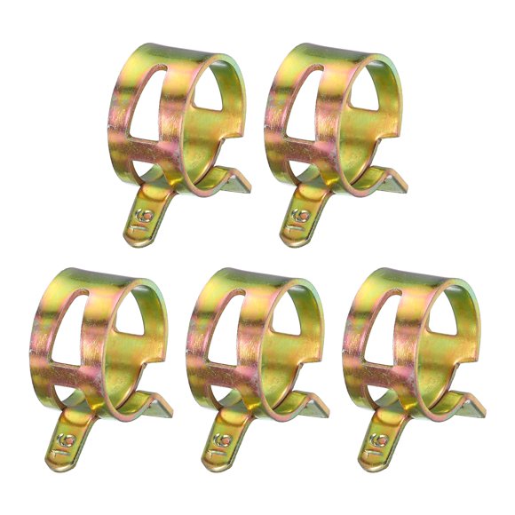 Unique Bargains Spring Hose Clamp 16mm Dia Iron Band Type Low Pressure Air Clip Silicone Vacuum Fuel Oil Hose Pipe Clamp, 5PCS