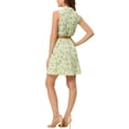 thumbnail image 3 of INSPIRE CHIC Robe Sans Manches à Imprimé Floral pour Femme, Demi-Patte de Boutonnage, Longueur Genou, Ceinturée, Printemps, m Vert Pâle-Jaune Floral, 3 of 8