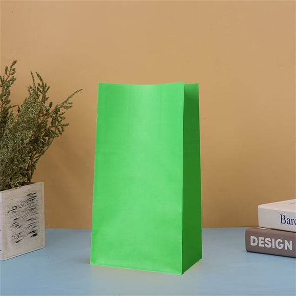 5Pcs Candy Packaging Flat White Kraft Paper Bags, Paper Gift Bags, Green, 5Pack Candy Packaging Flat White Kraft Paper Bag Paper Gift Bag