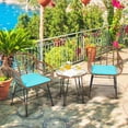thumbnail image 4 of Gymax Ensemble de Conversation pour Patio en Rotin 3 Pcs, Ensemble Bistro pour Causerie avec Coussins Turquoise, 4 of 10