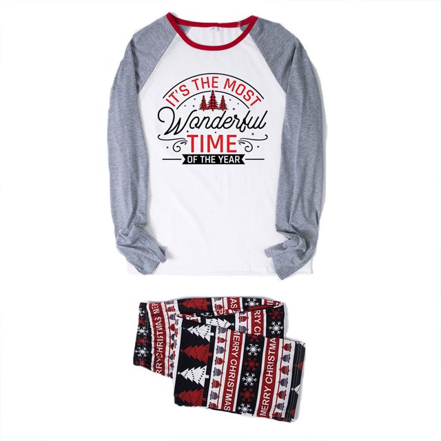 LSLJS Noël Family Pajamas Matching Sets, Parent-Enfant Costume de Noël Patchwork Plaid Imprimé Homewear Col Rond Manches Longues Pajamas Deux Pièces pour les Vacances de Noël Ensemble de Vêtements de Nuit
