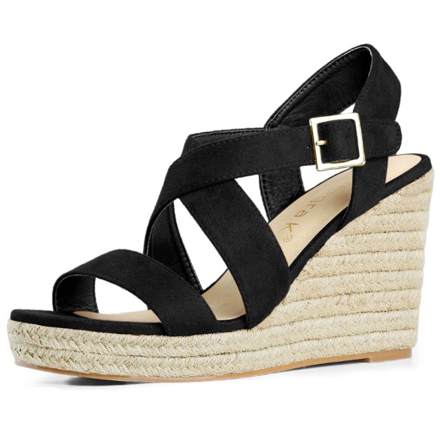 BLISSFUL STEP Women's Strap Espadrilles Platform Slingback Wedges Sandals