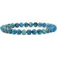 thumbnail image 1 of Angelstones Bracelet Extensible Unisexe en Perles Rondes de 6 mm en Jaspe de Sédiment Marin Bleu Turquoise, 1 of 3