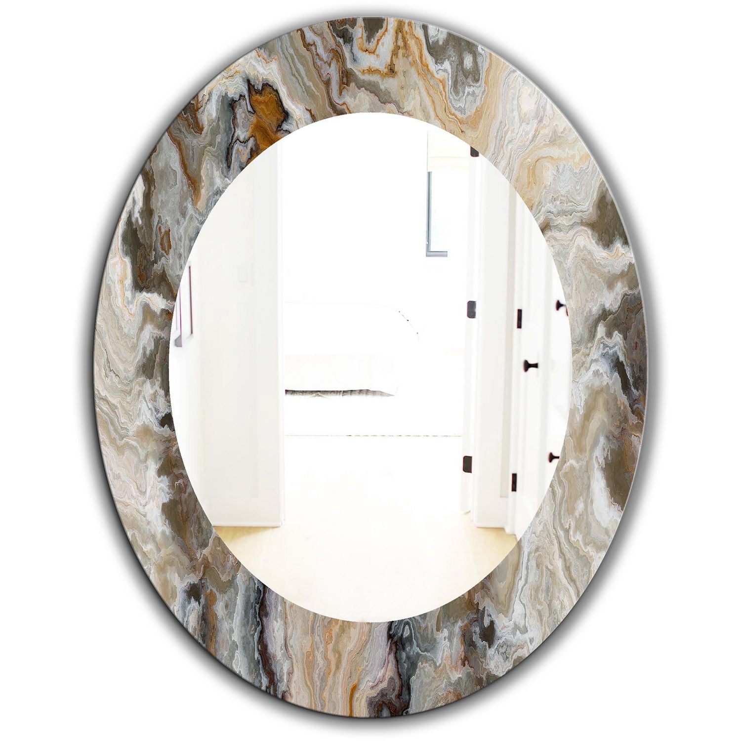 Designart 'Onyx Detail Composition' Miroir Mid-Century - Miroir Mural Ovale ou Rond - 24x36
