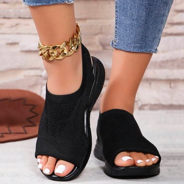BYHONG Sandals for Women - Doctor Recommended Orthopedic Sandals with Arch Support, Breathable Walking Shoes Black 7