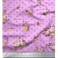 thumbnail image 1 of Soimoi Pink polyester Crepe Fabric Leaves,Small Circle & Floral Print Fabric by The Yard 52 Inch Wide, 1 of 3